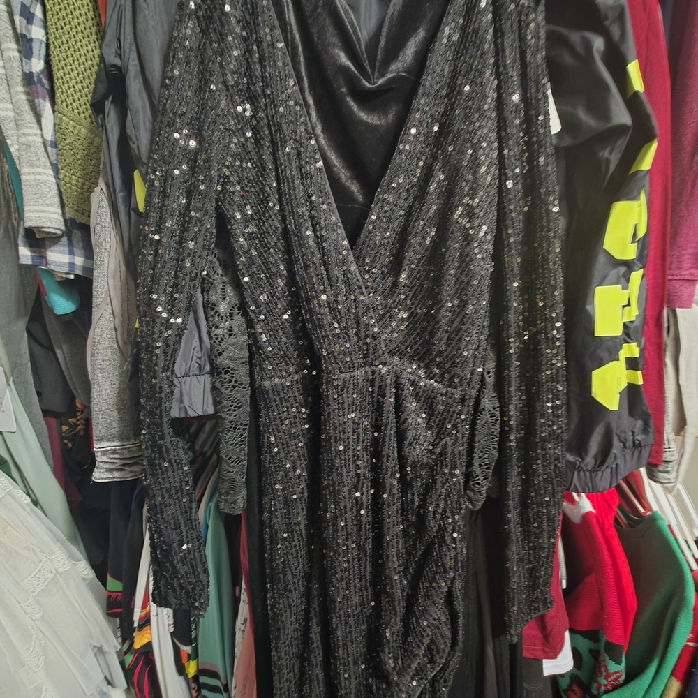 Windsor Black Sequin Evening Dress